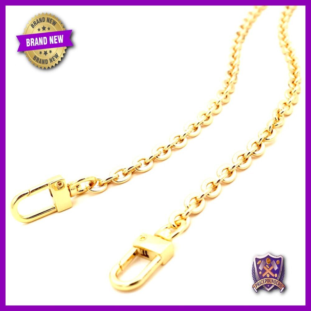 Oval Purse Chain Flat Gold Light Weight Crossbody Shoulder Strap Polished